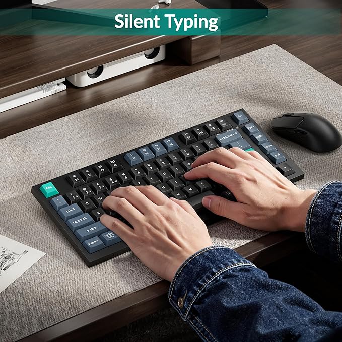 Keychron B31 Wireless Silent Keyboard, 75% Layout Quiet Typing Custom Programmable, 2.4 GHz/Bluetooth/Wired Ergonomic Support Compatible for Mac Windows Linux - Deep Black