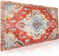 Vintage Rug Mouse Pad XXL Red Orange Retro Carpet Aesthetic Extended Table Mat 90X40 cm Non-Slip Rubber Base Stitched Edge Large Mousepad for Gaming Laptop Computer Desk Top 35.4×15.7 Inch