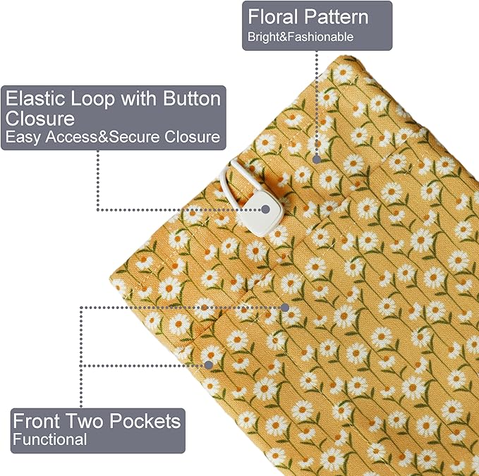 Padded eReader Sleeve Tablet Bag Pouch for Paperwhite, Colorsoft,Signature Edition, Voyage,Scribe/Kobo eReader,Floral Book Protector for Paperbacks and Small Hardcovers (Yellow, Small)