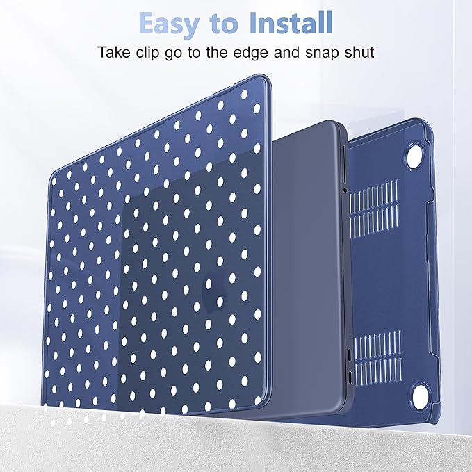 Case for 2026 MacBook Neo 13-inch Laptop with Liquid Retina Display, Release Model A3404, Sturdy Plastic Hard Shell Case + Keyboard Cover + Trackpad Film + Dust Plug, Indigo Polka Dots