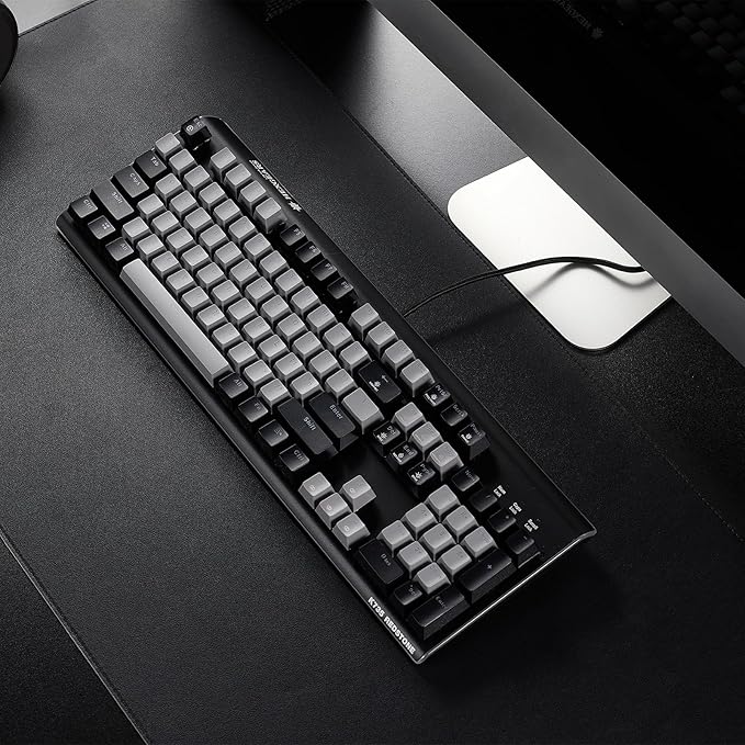 Hexgears GK735 Wired Full Size Mechanical Keyboard, Aluminum Housing Built for Gamers w/Kailh Box White Switch, White Backlit + Surrounded by RGB Light Strip, 104 Keys Gaming Keyboard for PC/Mac