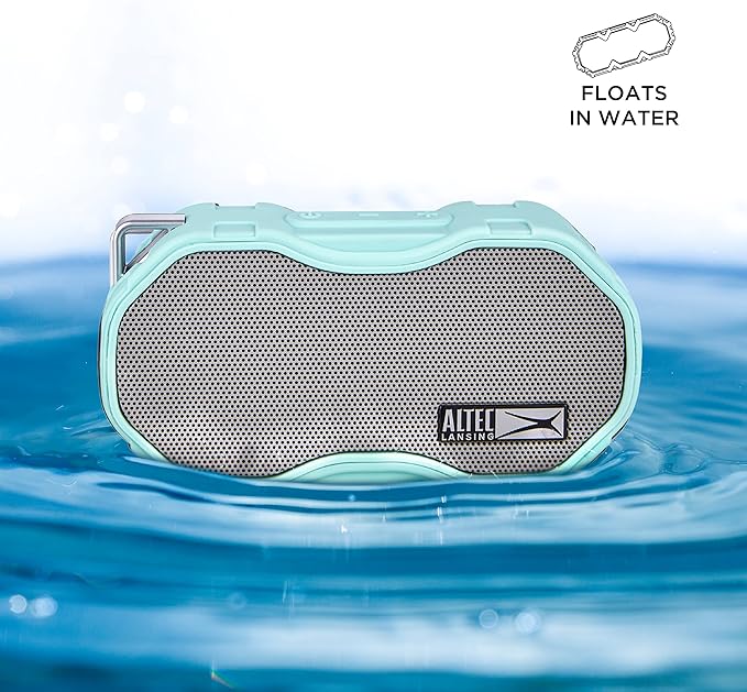 Altec Lansing - Baby Boom Waterproof Bluetooth Speaker, Wireless & Portable for Travel & Outdoor Use, Deep Bass & Loud Sound, 1 Pack (Mint)