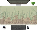Cute Green Leaves Mouse Pad Desk Mat Beige Forest Mushroom XXL Large Extended Gaming Mousepad Desk Pad 31.5x15.75 in, Cool Keyboard Mouse Mat Desk Mats for Computer Laptop Women Desk Gamers Girl