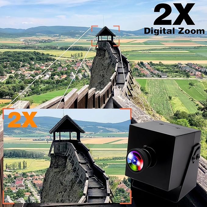 ELP 4K HDMI USB Camera Wide Angle PC Camera for Computer Monitor Simultaneously Output Mini UVC USB2.0 Webcam 2X Digital Zoom H.264 8mp USB Security Camera (110degree no Distortion Lens)