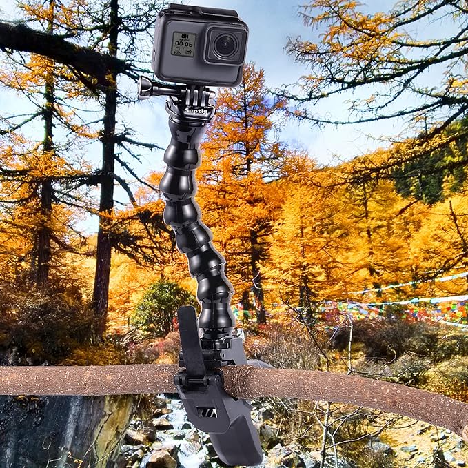 Suptig Jaws Flex Clamp Mount Gooseneck Mount for GoPro Hero 13 Hero 12 Hero 11 Hero 10 Hero 9 Hero 8 Hero 7 Hero 6 Hero 5 Hero 4 Session Hero 3+ Hero 3 Akaso EK7000 DJI osmo Arlo Action Camera.