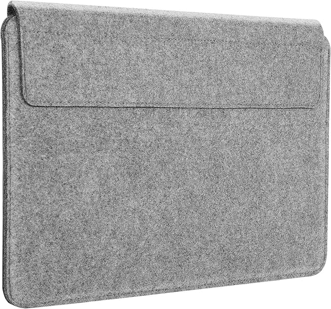 MoKo 13-13.3 Inch Laptop Sleeve Fits New 13-inch Mac Neo/Pro 13" M2/M1, MacPro 14", Mac Air 13.3", iPad Pro 13, Surface Pro 9/8 13", Felt & PU Leather Case Bag with Pocket, Gray&Brown