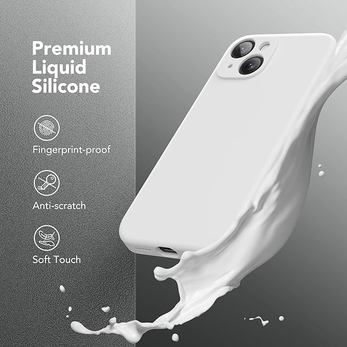 Magnetic for iPhone 14 Case, Compatible with MagSafe, [Full Camera Protection][Screen Protector] Silicone Shockproof Protective Phone Case for iPhone 14 6.1 inch, White