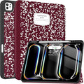 Soke Case for New iPad Pro 13 Inch (M5/M4, 2025/2024 Release), with Pencil Holder Trifold Stand Shockproof [Support Apple Pencil Charging + Auto Wake/Sleep], Soft TPU Back Cover, Book Wine