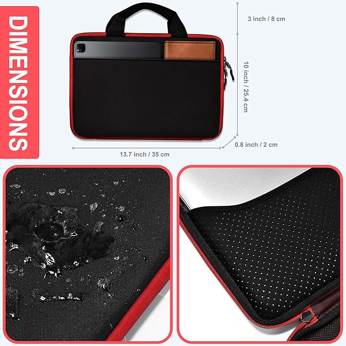 Hseok Laptop Case 13.3-14 Inch Sleeve,TSA Shockproof Computer Handbag,Compatible with MacBook Neo/Pro 14 M5/M4/M3/M2/M1,All Models 13.3" MacBook Air/Pro,XPS 13/14,Most 13-14 Notebooks,Red Edge