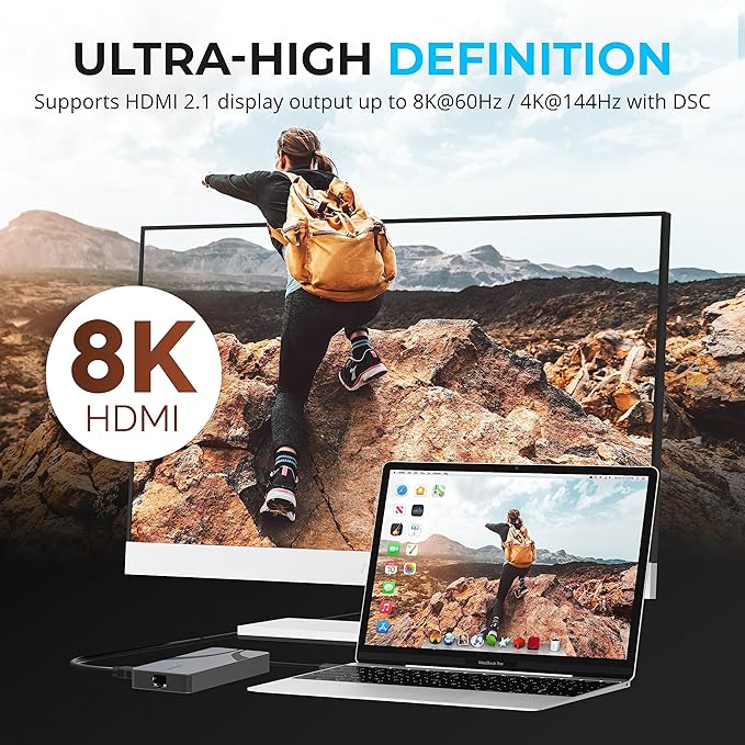 SABRENT USB4 Hub, Travel Dock Hub with 2 USB-C Ports, 1 USB-A Port, HDMI 2.1, 2.5GbE and 85W PD 3.0 [HB-U4HP]