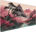 Gaming Mouse Pad, Japanese Cherry Blossom Watercolor Design, 35.4x15.7 Inches, Extended Desk Mat with Rubber Material, Rectangular Shape, Anti-Skid Base