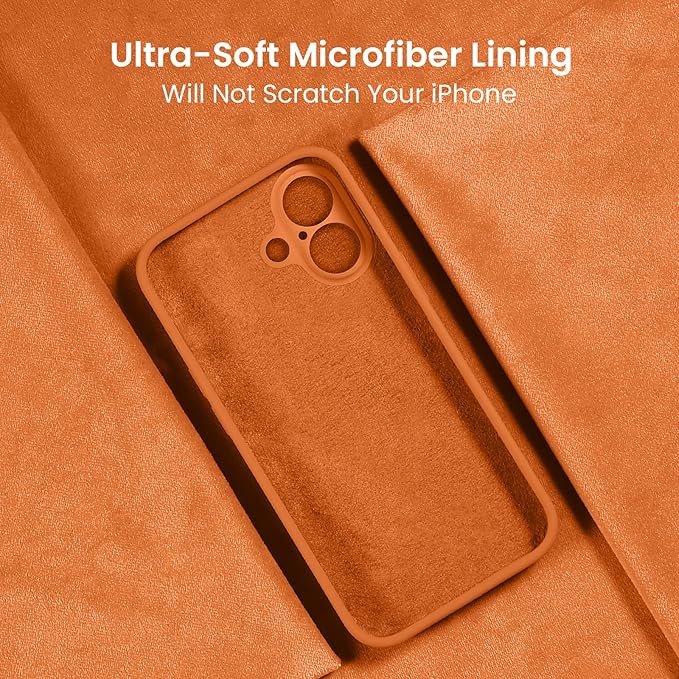 FireNova Designed for iPhone 16 Plus Case, Silicone Upgraded [Camera Protection] Case, Soft Anti-Scratch Microfiber Lining Inside, 6.7 inch, Kumquat
