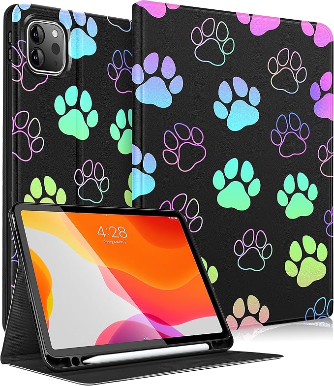 Uppuppy for iPad Air 13 Inch M2/M3, Pro 12.9 Case - Cute Women Girls Kawaii Teens Dog Paw Print Pencil Holder Folio Cover for Apple Air 13" 2024/2025, Pro 6th/5th/4th/3rd Generation Case