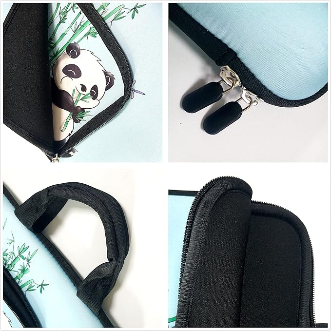11 11.6 12 12.1 12.5 inches Laptop Sleeve Chromebook Case Ultrabook Case Notebook Sleeve PC Messenger Bag Tablet Case Neoprene Handle Sleeve for Adult Men Women, Two Pockets (Cute Panda)