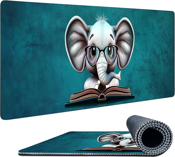 Elephant Mouse Pad Cute Large with Stitched Edges 31.5 x 11.8, Desk Pad Desk Mat for Desktop Decor and Accessories Workplace Home XXL Mouse Pad for Gaming Office Big Mousepad