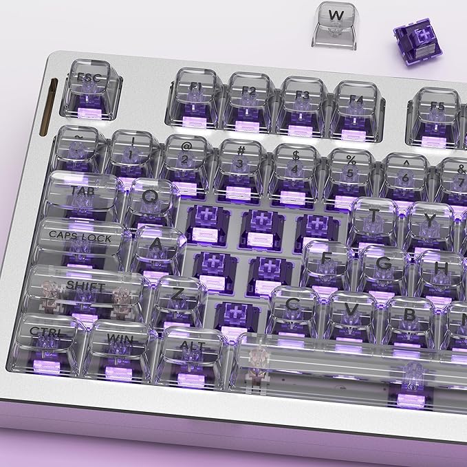 Zjmehty Outemu(Gaote) Violet Keyboard Switches with Light Diffusers,40gf Tactile Pre-Lubricated Switches for MX Mechanical Keyboards(90PCS)