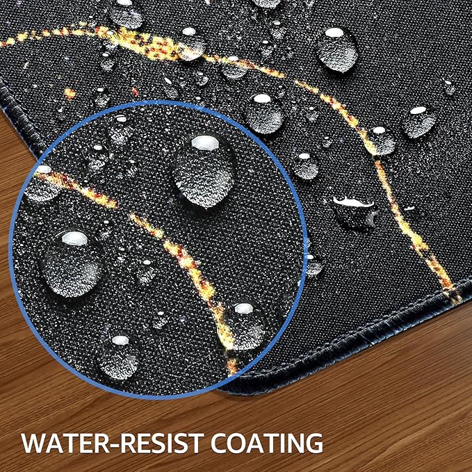 KTRIO Large Gaming Mouse Pad Desk Mat, Superior Micro-Weave Cloth, Non-Slip Rubber Base, Stitched Edges, Water-Resistant, for Gamer, Office & Home, 31.5 x 15.7 Inch， Black Gold
