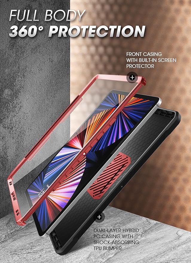 SUPCASE for iPad Pro 12.9 Inch Case 6th/5th/4th Generation 2022/2021/2020 (Unicorn Beetle Pro), [Built-in Screen Protector & Stand & Pen Holder] Full-Body Rugged Cover for iPad Pro 12.9 Inch, Ruddy