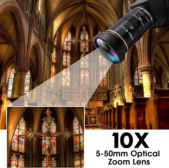 HDMI USB Webcam 4K Camera Simultaneous Output Video Conference 10X Optical Zoom Lens Close up Computer Web Cam for Webcast Industrial Inspection Education Training Camera