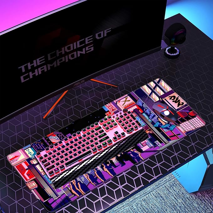 Galaxy Gaming Mouse Pad Red,Purple Nebula Extended Large Desk Pad Mouse Mat with Stitched Edges Mousepad and Long Non-Slip Rubber Base Mice Pad for Computer Laptop Gamers, 31.5x11.8 Inch