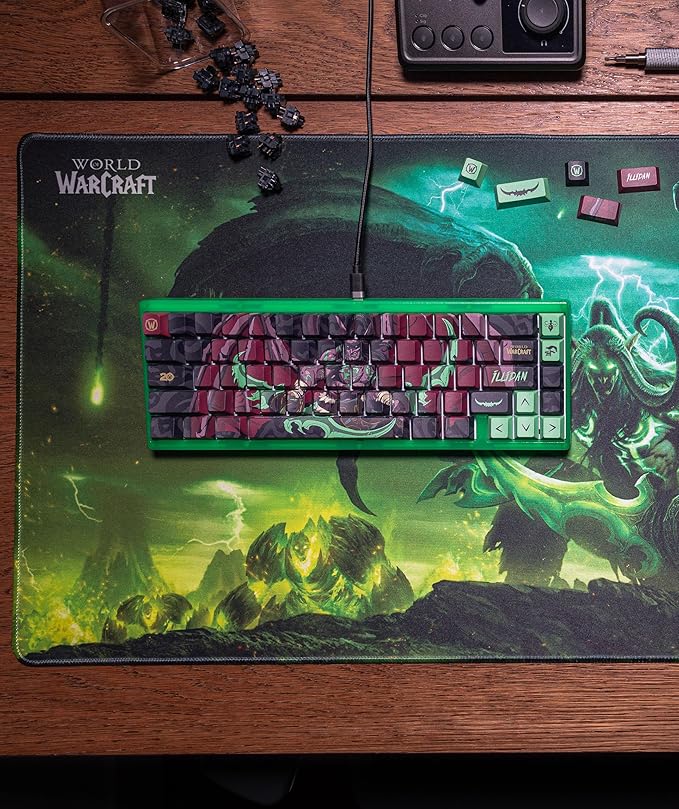 World Of Warcraft Illidan Stormrage Full Art keycap set PBT Dye Sub Keycaps for Mechanical Gaming Keyboards, Cherry MX Switches, Custom Side Print, ANSI ISO Support, US Layout - Officially Licensed