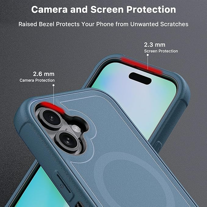 M MYBAT PRO Maverick Series for iPhone 16 Plus 6.7 Case with Belt Clip Holster,Compatible with Magsafe w/Screen Protector,Anti-Drop,Shockproof,with 360°Rotating Kickstand,Heavy Duty Protection Blue