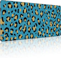 35.4 x 15.7 in, XXL Large Mouse Pad for Desk, Extended Keyboard Mouse Mat for Computer Office, Big Mouse pad with Stitched Edges, Gaming Pc-Leopard Print on Blue