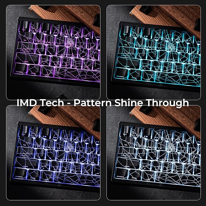 HITIME x XVX M67 60% Percent Keyboard Wireless, QMK/VIA Black Spider Web Gaming Keyboard, Tri-Mode Thocky Creamy Mechanical Key Board, Hot Swappable Gasket Mount RGB IMD Tech for Win/Mac