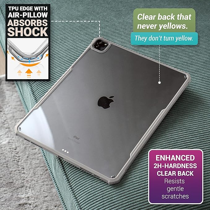 TineeOwl iPad Pro 11 inch Case 2022, 2021, 2020, 2018 (4th, 3rd, 2nd, 1st Generation) Ultra Thin, Clear Back, Flexible TPU Absorbs Shock, Supports Apple Pencil Wireless Charging (Stone/Clear Back)