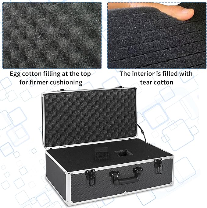 22 Inch Hard Carrying Case Ideal for Wireless Mic System Storage & Camera Gear Transportation, Aluminum Alloy Sturdy Build, Customizable Pre-Diced Foam, Black