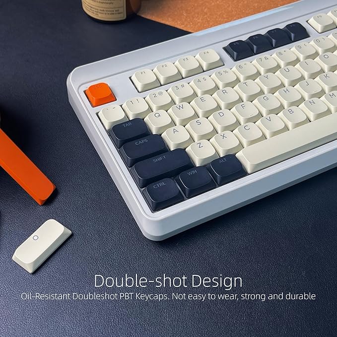 Womier Low Profile Keycaps - PBT Shine Through Keycaps 60 65 75 100 Percent, Retro Keyboard Key caps Full Size for Cherry Gateron MX Switches Mechanical Keyboard, Retro Carbon Color