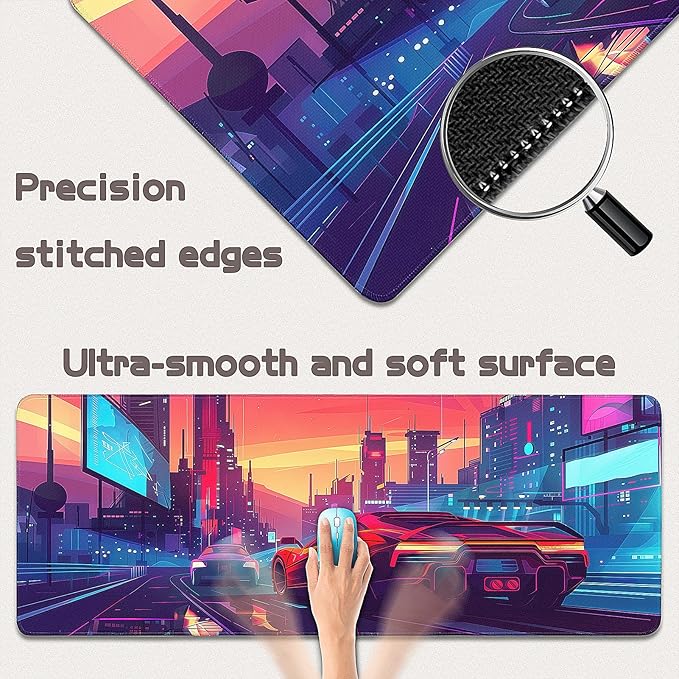 Gaming Mouse Pad - (31.5"×11.8") Sports Car Large Mouse Pads for Desk - Desk Mat for Keyboard and Mouse with Non-Slip Base, Desks Pad Matfor Game/Office & Home
