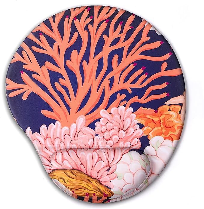 Ergonomic Mouse Pad with Wrist Support,Cute Mouse Pads with Wrist Rest,Comfortable Mouse Pad for Home Office Gaming Working Computers Laptop,Pain Relief with Non-Slip PU Base (Orange Coral)