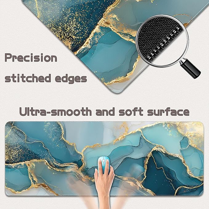 Gaming Mouse Pad - (31.5"×11.8") Marble Large Mouse Pads for Desk - Desk Mat for Keyboard and Mouse with Non-Slip Base, Desks Pad Matfor Game/Office & Home
