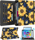 Kidcube for iPad 10th Generation Case 2022, for iPad (A16) Case 11th Generation 2025 - Women Girls Cute Rotating Stand Folio Cover with Pencil Holder & Card Slot Girly Kawaii Sunflower Design Cases