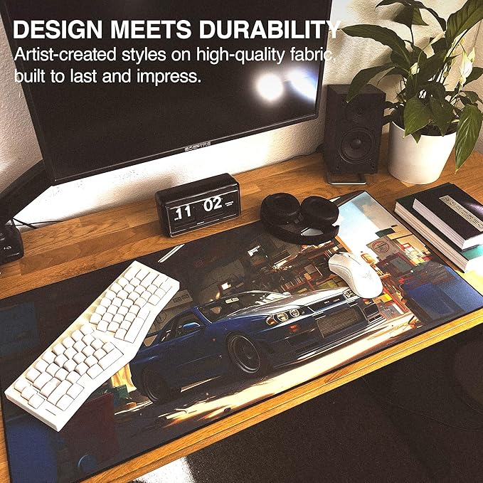 MPCO. Original Large Gaming Desk Mat – 36" x 17" Duraglyde Manga Motors Geralds-GTR Full Desk Mouse Pad for Smooth Precision – Non-Slip, Washable Extra-Large PC Mouse Pad for Gaming Sessions