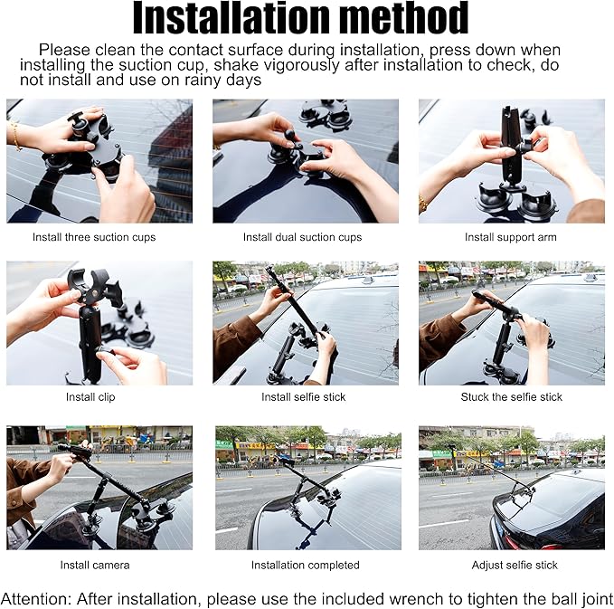 PellKing 5-Suction Cup Car Mount for DJI Osmo Pocket 4 3,Low-Altitude Aerial Shots Vibration-Dampening Car Shooting Rig Compatible with GoPro 13 12 11 10,GoPro MAX 2,DJI OSMO Action Cameras