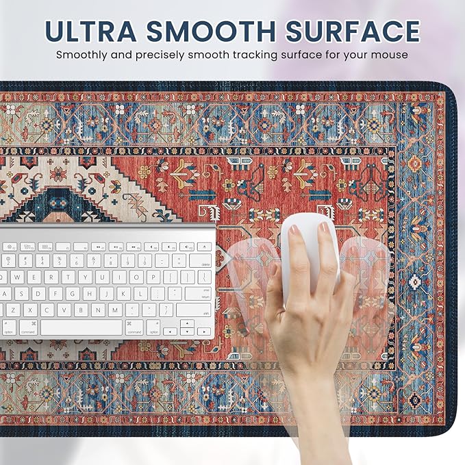 iLeadon Rug Mouse Pad, Large Computer Desk Cover Mat with Smooth Lycra Surface, Desk matt for Desktop, Mousepad with Non-Slip Base, Keyboard Mats for Women Office, Home