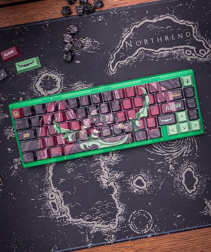 World Of Warcraft Illidan Stormrage Full Art keycap set PBT Dye Sub Keycaps for Mechanical Gaming Keyboards, Cherry MX Switches, Custom Side Print, ANSI ISO Support, US Layout - Officially Licensed