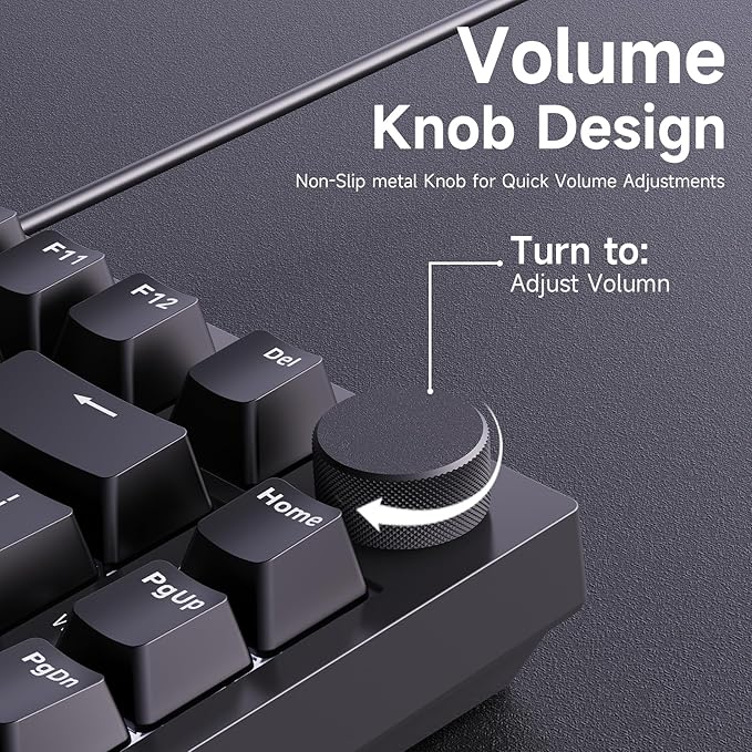 Ajazz AK820 75% Wired Gasket Mechanical Gaming Keyboard with Volume Knob - South Facing LED - Poron Foam - PBT Keycaps - Programmable RGB Hot Swap Keyboard