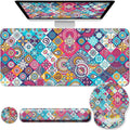 Desk Pad Keyboard Wrist Rest and Mouse Pad Coaster Set,Large XXL Desk Mat Matt Cover Ergonomic Mousepad with Memory Foam for Women Desktop Computer & Office -Mexican Style