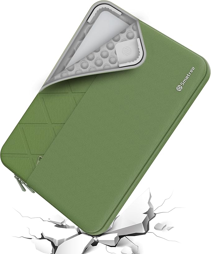 Smatree Laptop Sleeve for 15.3 inch Apple MacBook Air M4 2025/2024 M3 A3114/M2 2023 A2941, 15 inch Protective Laptop Case with Accessory Pocket, YKK Zipper, Patented Shockproof Design, Green (E617G)