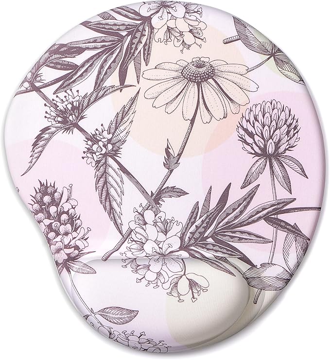 Ergonomic Mouse Pad with Wrist Support Cute Mouse Pads with Wrist Rest,Comfortable Mouse Pad for Home Office Gaming Working Computers Laptop Pain Relief with Non-Slip PU Base (Cute Floral)