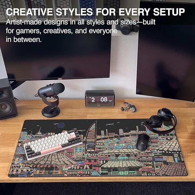 MPCO. Original Large Gaming Desk Mat – 36" x 17" Duraglyde Masterpiece Ichiba-Night Full Desk Mouse Pad for Smooth Precision – Non-Slip, Washable Extra-Large PC Mouse Pad for Gaming Sessions