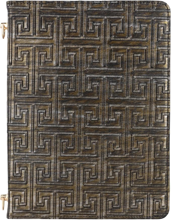 Handbag Case for iPad A16 11th/10th Generation (2025/2022) 11-inch - Techcircle Vintage Maze Pattern Crossbody Folio Stand Cover w/Pencil Holder, Card Slots, Hand Strap, Shoulder Strap, Retro Bronze