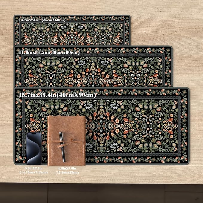 iCasso Desk Mat for Keyboard and Mouse, Large Mouse Pad, Desk Pad Mat, Anti-Slip Big Mousepad with Stitched Edges for Computer Desktop(Floral)
