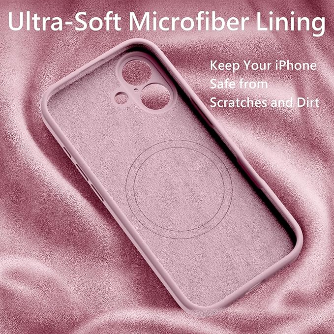 FireNova Magnetic for iPhone 17 Case, Compatible with MagSafe, [Integrated Silicone Camera Control Button] [Camera Protection] Anti-Scratch Microfiber Lining Phone Case, 6.3", Chalk Pink