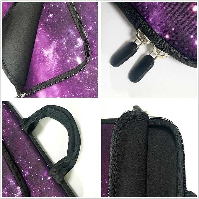 11 11.6 12 12.1 12.5 inches Laptop Sleeve Chromebook Case Ultrabook Case Notebook Sleeve PC Messenger Bag Tablet Case Neoprene Handle Sleeve for Adult Men Women, Two Pockets (Purple Galaxy)