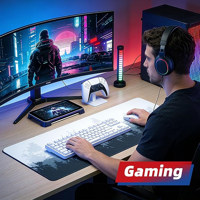 Galdas Mouse Pad For Gaming,Forest Background Pattern XXL XL Large Mouse Mat Long Extended MousePad Desk Mat Non-Slip Rubber Mice Pads Stitched Edges Thin (31.5 x 11.8 x 0.12 Inches) Tree