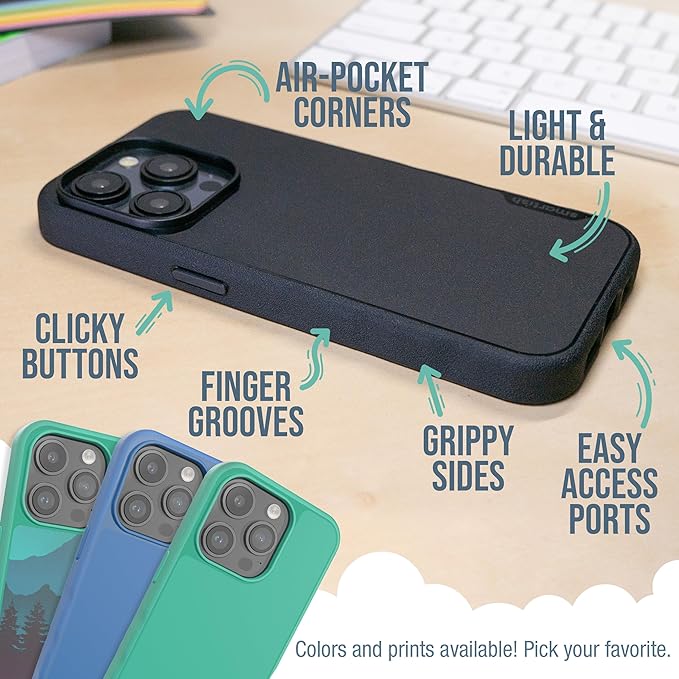 Smartish® iPhone 15 Pro Magnetic Case - Gripmunk Compatible with MagSafe [Lightweight + Protective] Slim/Thin Grip Cover with Microfiber Lining for Apple iPhone 15 Pro - Leaf Me Alone
